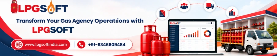LPGSoft gas agency management software for cylinder inventory, delivery tracking, billing, and business operations.